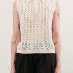 Demylee Apparel Womens Sweaters Cindy Crochet Cotton Linen Polo Top