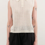 Demylee Apparel Womens Sweaters Cindy Crochet Cotton Linen Polo Top