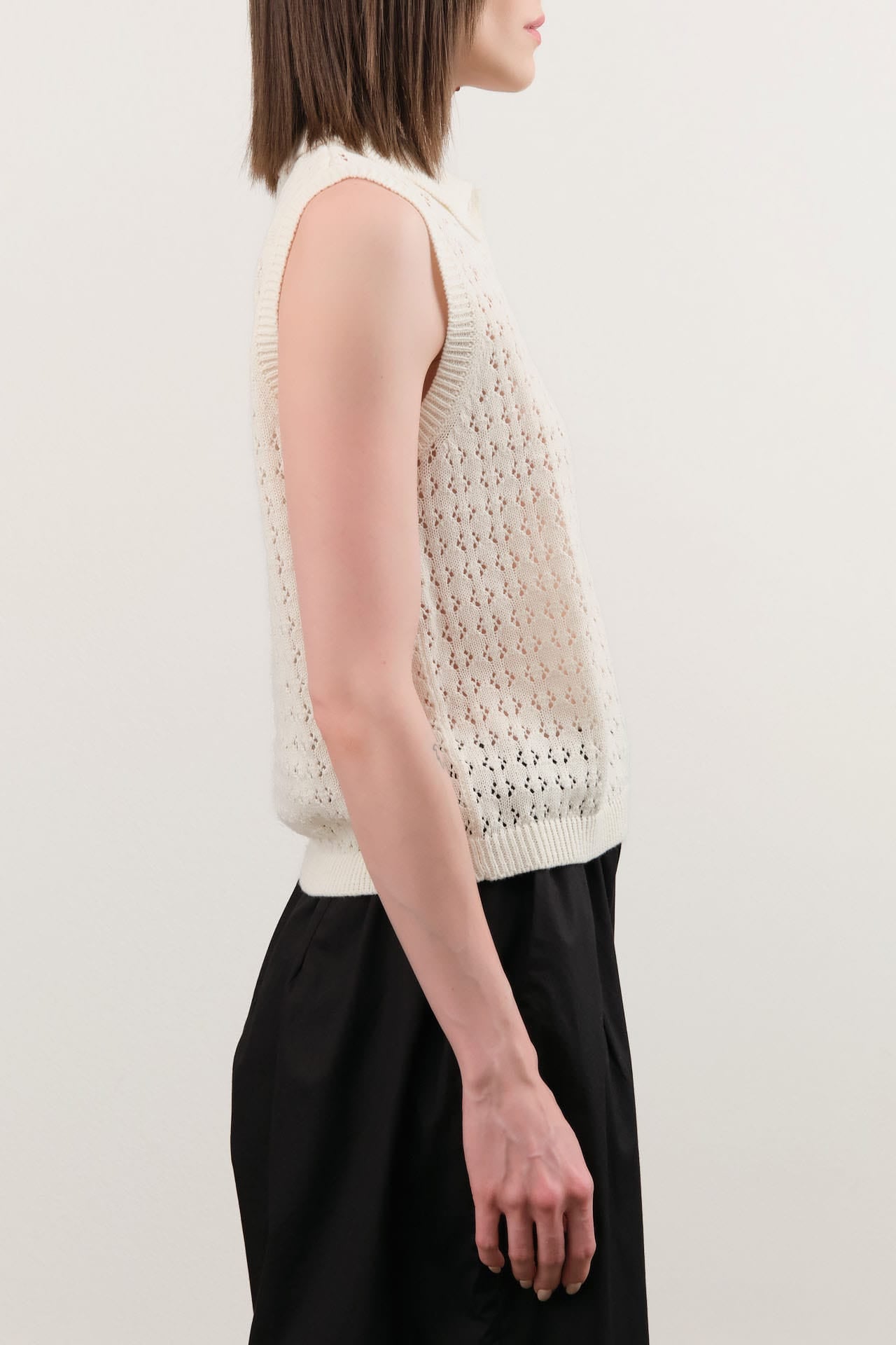 Demylee Apparel Womens Sweaters Cindy Crochet Cotton Linen Polo Top