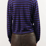 Demylee Apparel Womens Sweaters Claudia Stripe Merino Wool Polo Sweater