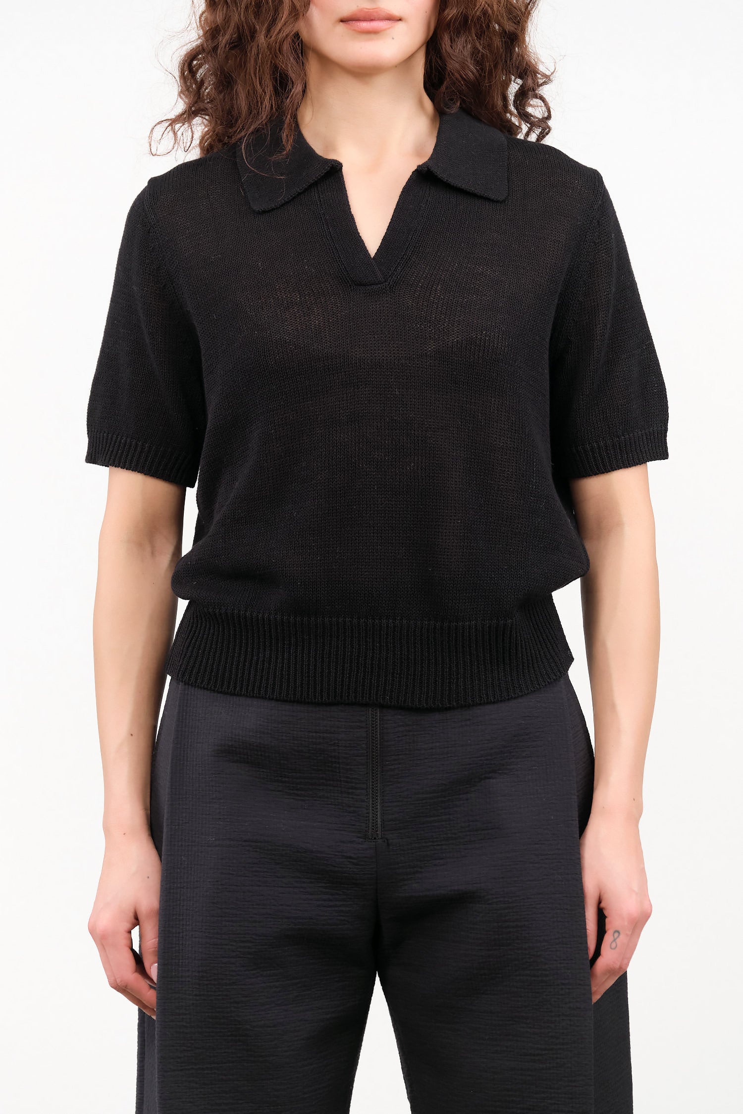 Cris Cotton Linen Top by Demylee in Black