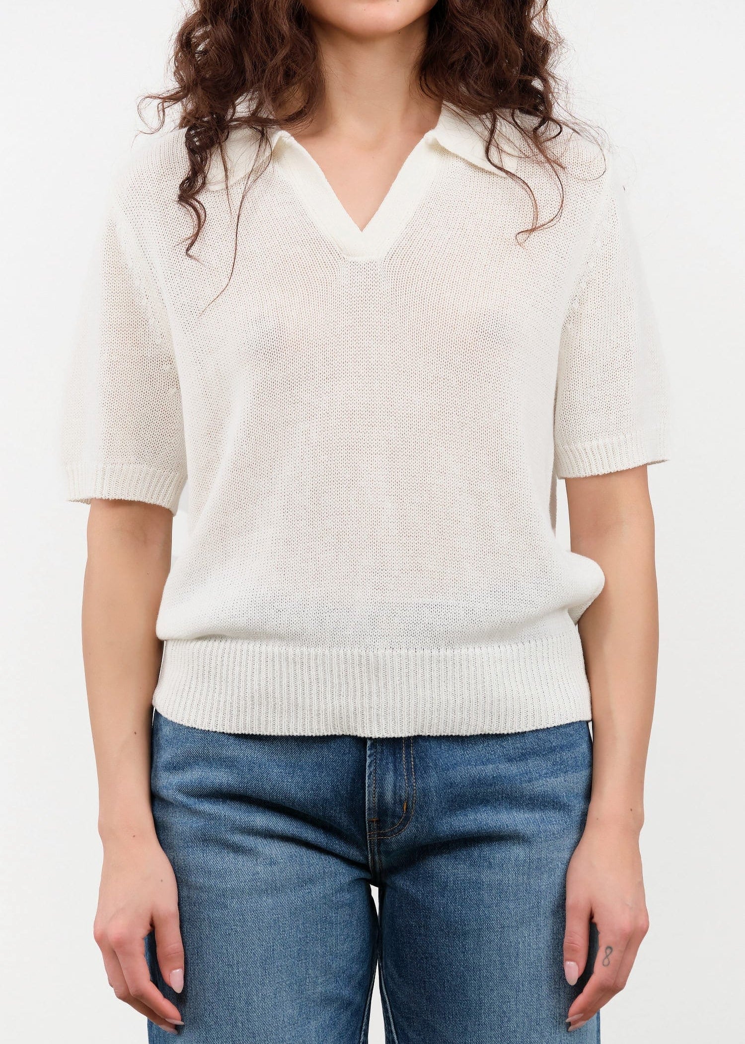 DEMYLEE Apparel Womens Sweaters Cris Cotton Linen Top in Off White