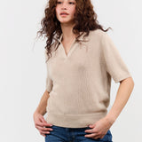 Demylee Cris Cotton Linen Top in Pearl Barley