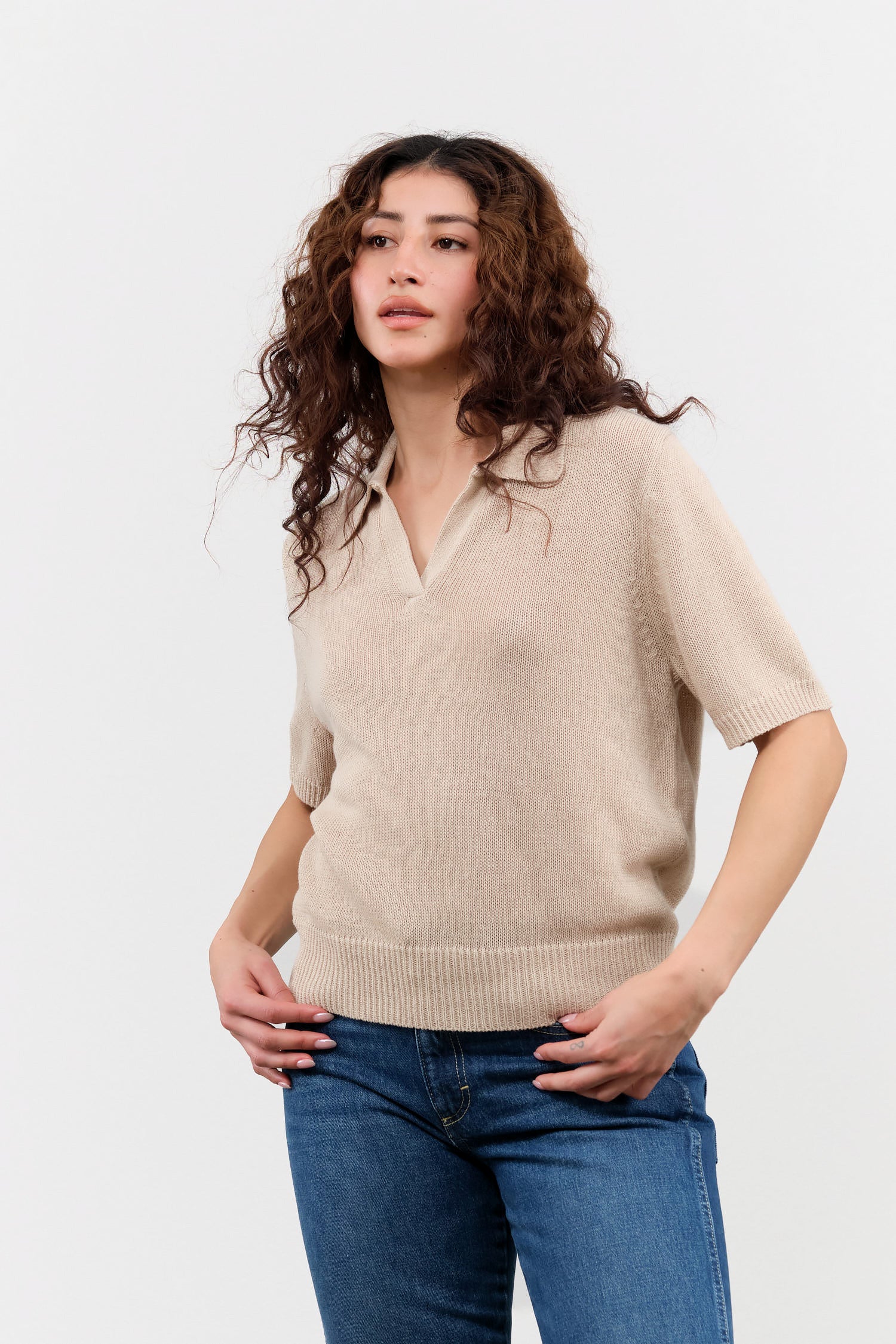 Demylee Cris Cotton Linen Top in Pearl Barley