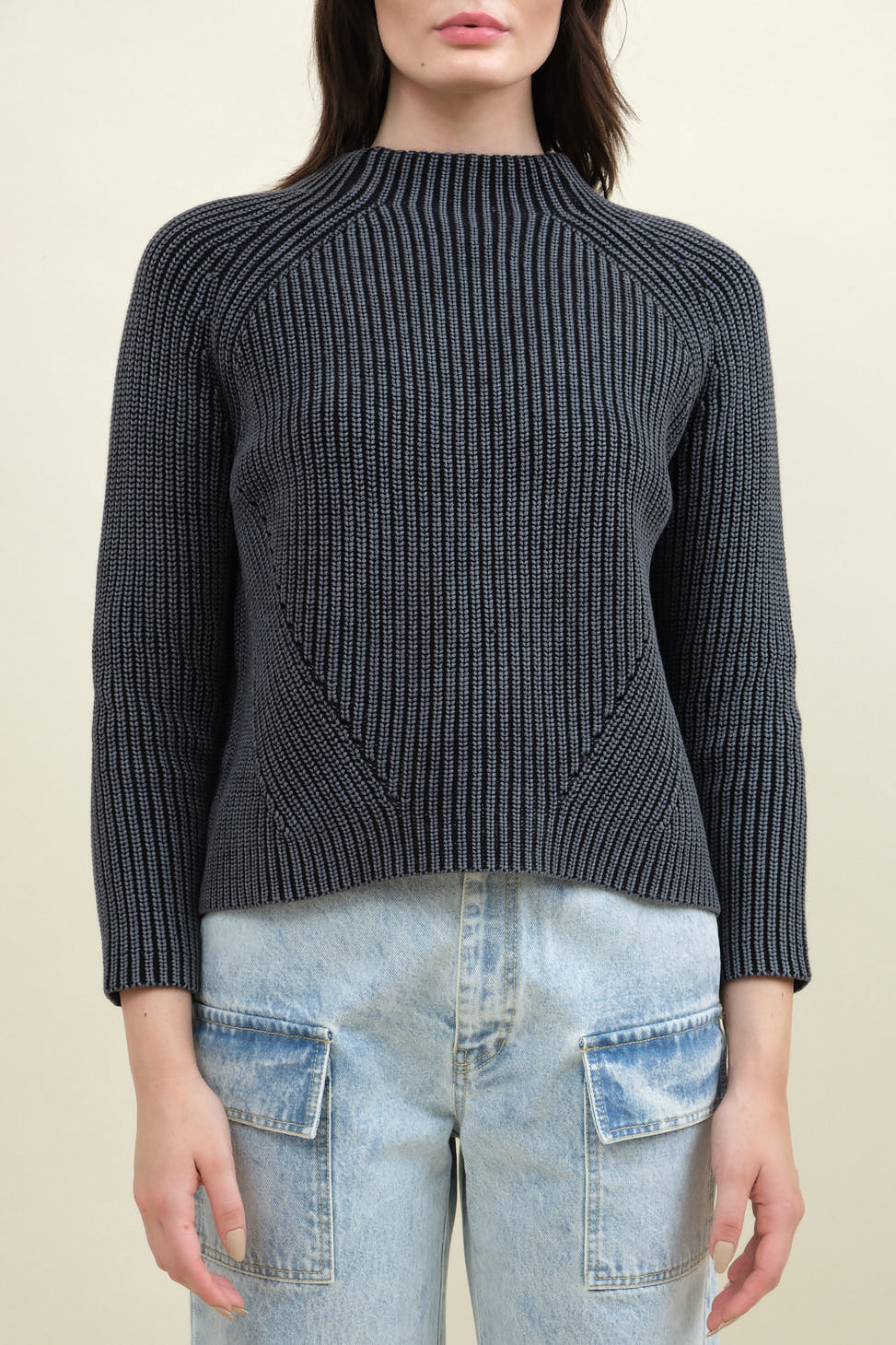 Front of Daphne Cotton Sweater in Black