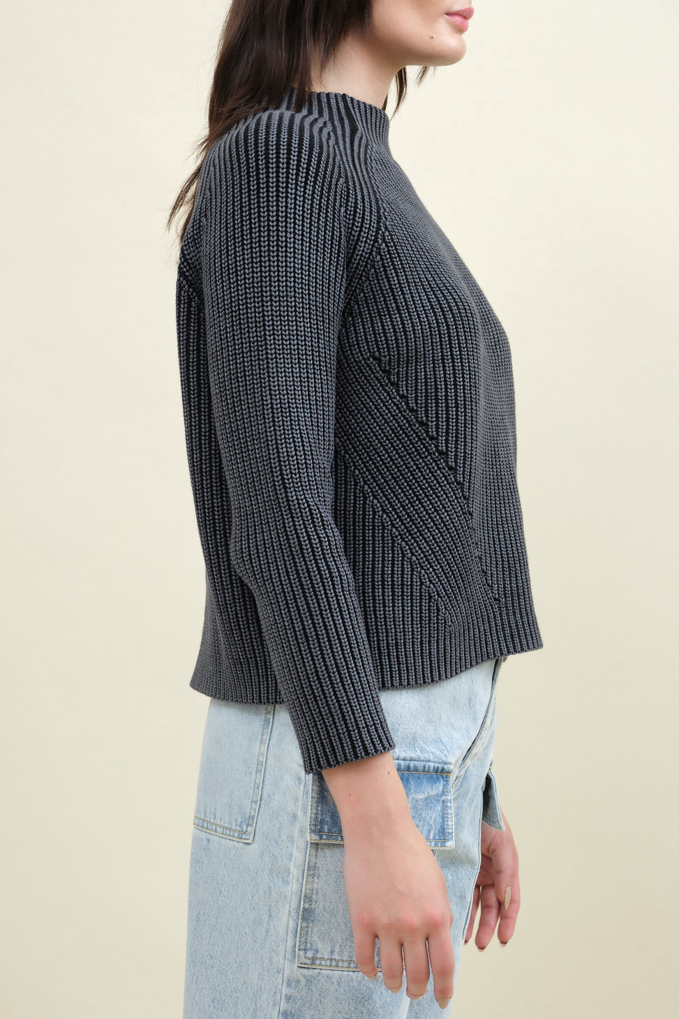 Side of Daphne Cotton Sweater in Black