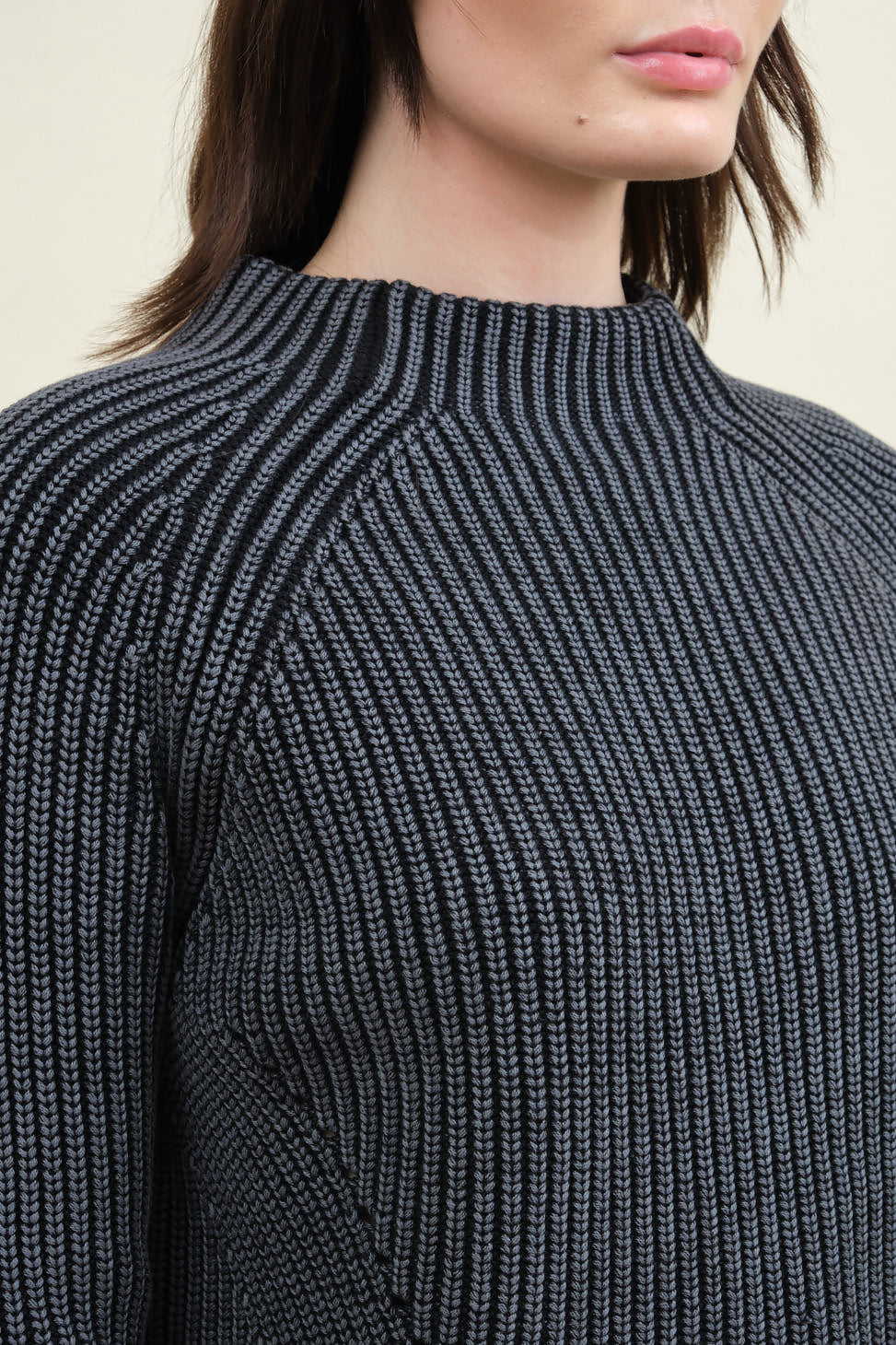 Neckline on Daphne Cotton Sweater in Black