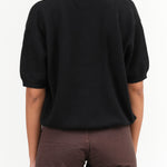 Short Sleeve Cashmere Darrin Top with Collar in Black by Demylee New York Designer Brand 