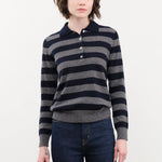 DEMYLEE Apparel Womens Sweaters Demira Stripe Cashmere Polo Sweater