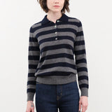 DEMYLEE Apparel Womens Sweaters Demira Stripe Cashmere Polo Sweater
