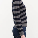 DEMYLEE Apparel Womens Sweaters Demira Stripe Cashmere Polo Sweater