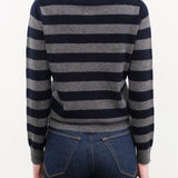 DEMYLEE Apparel Womens Sweaters Demira Stripe Cashmere Polo Sweater