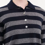 DEMYLEE Apparel Womens Sweaters Demira Stripe Cashmere Polo Sweater