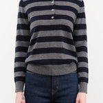 DEMYLEE Apparel Womens Sweaters Demira Stripe Cashmere Polo Sweater