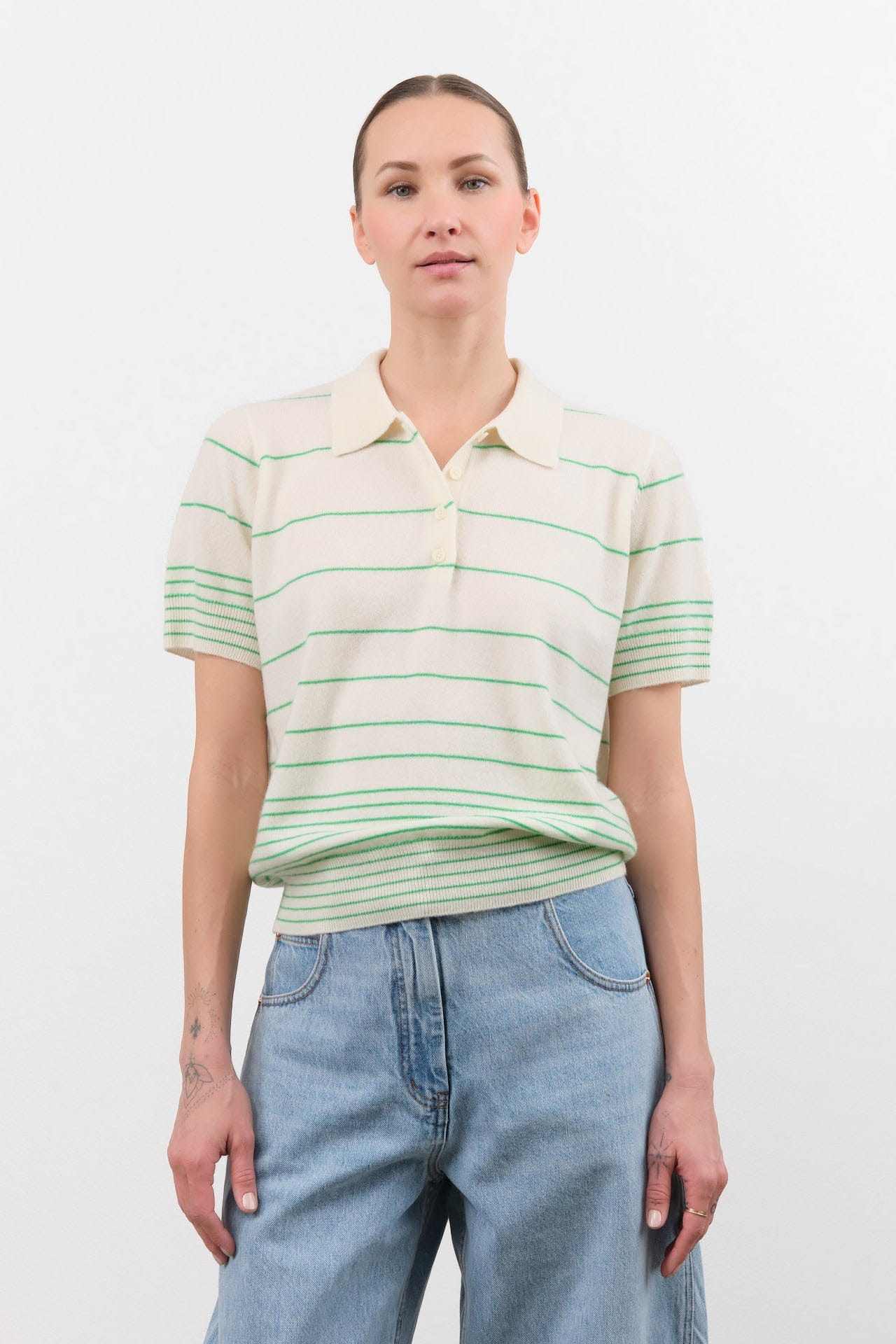 Demylee Apparel Womens Sweaters Drew Stripe Cashmere Cardigan