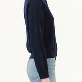 Demylee Designer Brand Eden Polo Cashmere Sweater in Navy and Ivory