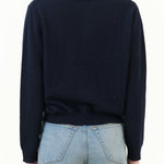 Navy Blue and Ivory White Eden Polo Cashmere Sweater with Collar  by Demylee Designer Brand