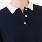 Navy and Ivory Eden Polo Cashmere Sweater by Demylee