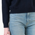 Eden Polo Cashmere Sweater with Collar  by Demylee Designer Brand in Navy Blue and Ivory White