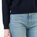 Eden Polo Cashmere Sweater with Collar  by Demylee Designer Brand in Navy Blue and Ivory White