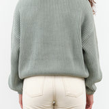 Designer Demylee Oversized Long Sleeve Crew Neck Cotton Knit Grant Sweater in Sage Green