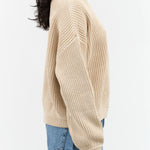 Designer Demylee Long Sleeve Cotton Grant Sweater in Sandstone Tan