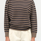 Hannes Turtleneck Sweater by Demylee in Beige and Navy