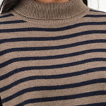 Beige and Navy Hannes Turtleneck Sweater by Demylee 