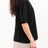 Demylee Designer Brand Oversized Short Sleep Hazel Superfine Cashmere Top in Black