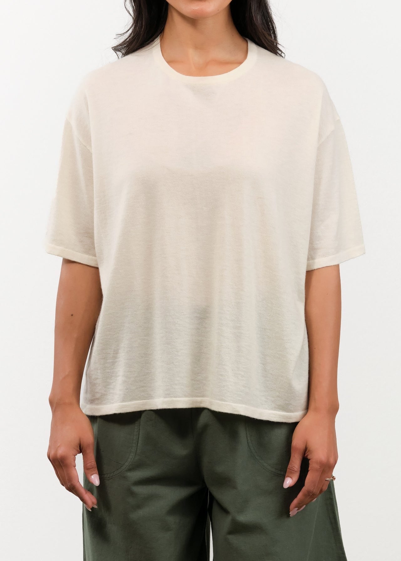 DEMYLEE Apparel Womens Sweaters Hazel Superfine Cashmere Top in Ivory