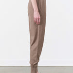 Demylee Designer Brand Hessa Cotton Cashmere Jogger Pant in Truffle Tan Brown