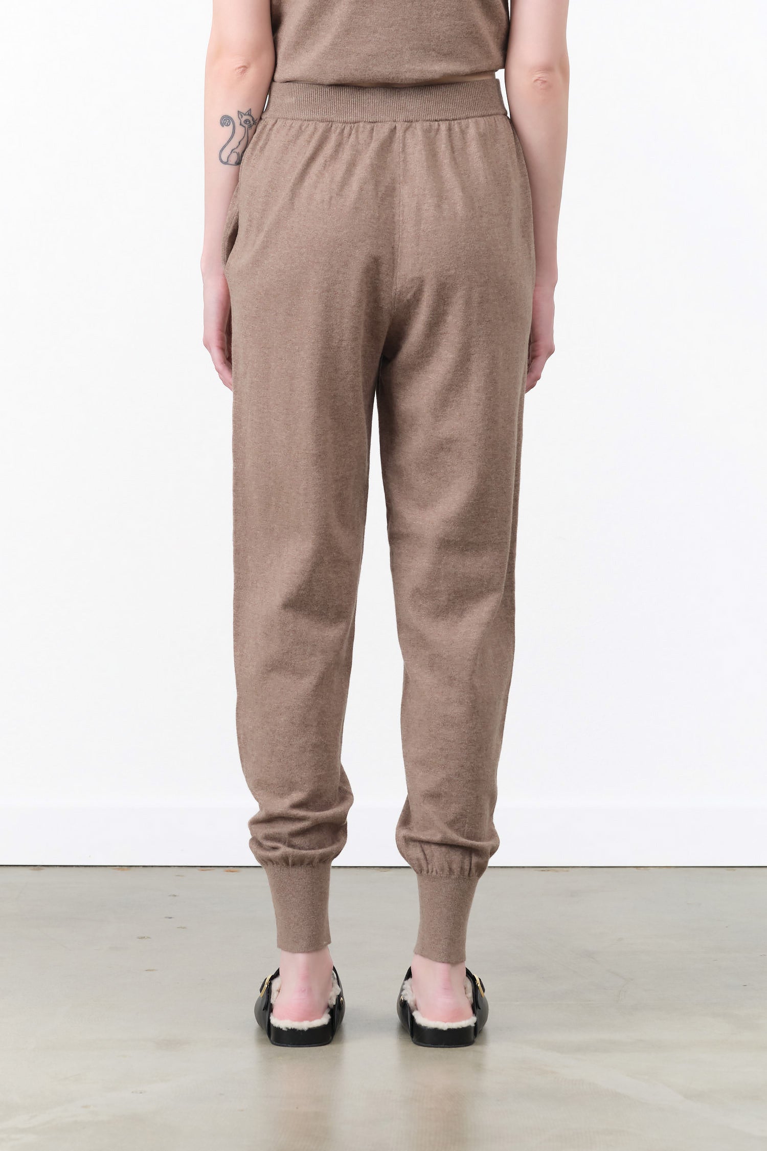 Hessa Cotton Cashmere Jogger Pant in Truffle Tan Brown by Demylee Designer Brand 