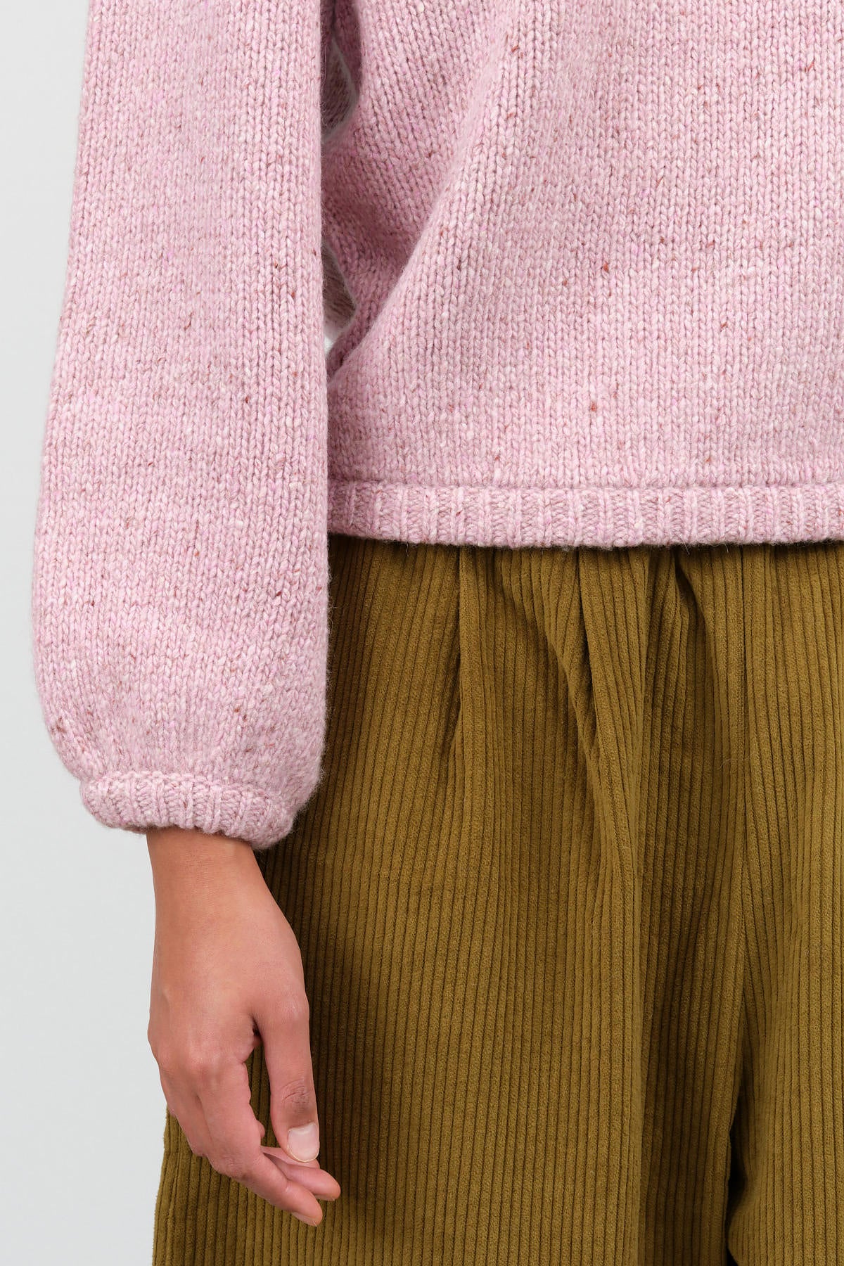 Speckled Wool Long Sleeve Iara Sweater in Soft Pink by Demylee New York Designer Brand 