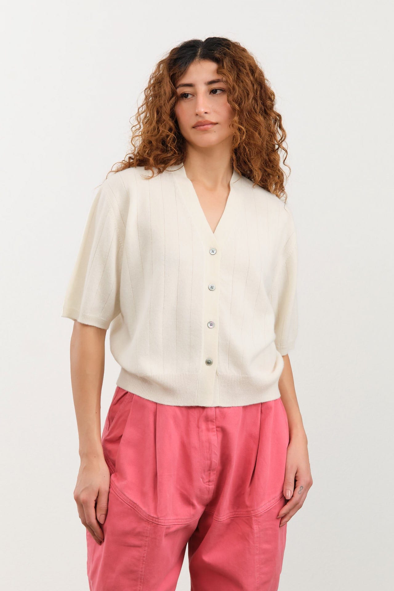 Demylee Apparel Womens Sweaters Joan Cashmere Cardigan in Ivory