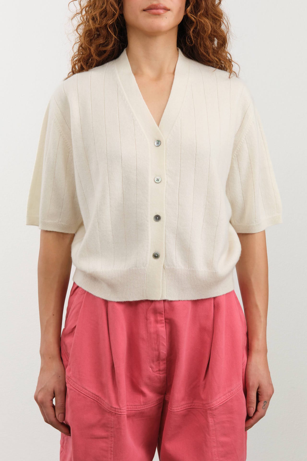 Demylee Apparel Womens Sweaters Joan Cashmere Cardigan in Ivory