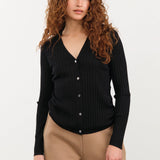 Demylee Apparel Womens Sweaters Kelly Superfine Cashmere Cardigan in Black