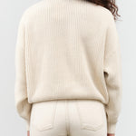 Designer Demylee Long Sleeve Crew Neck Natural White Cotton Knit Konan Sweater