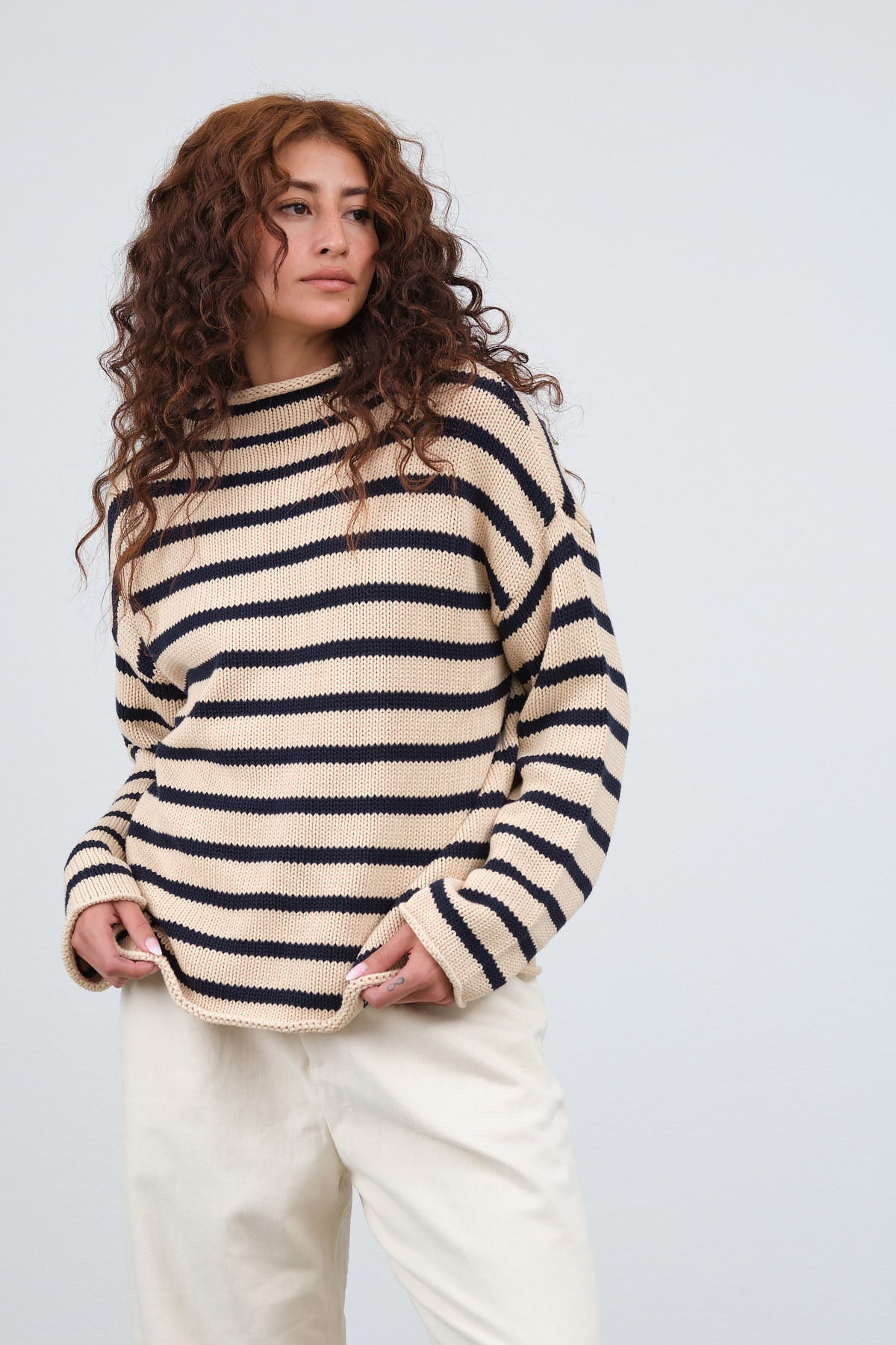 Demylee Lamis Stripe Sweater in Natural and Navy