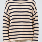 Lamis Stripe Sweater by Demylee  in Natural and Navy