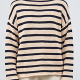 Lamis Stripe Sweater by Demylee  in Natural and Navy