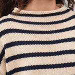 Natural and Navy Lamis Stripe Sweater by Demylee