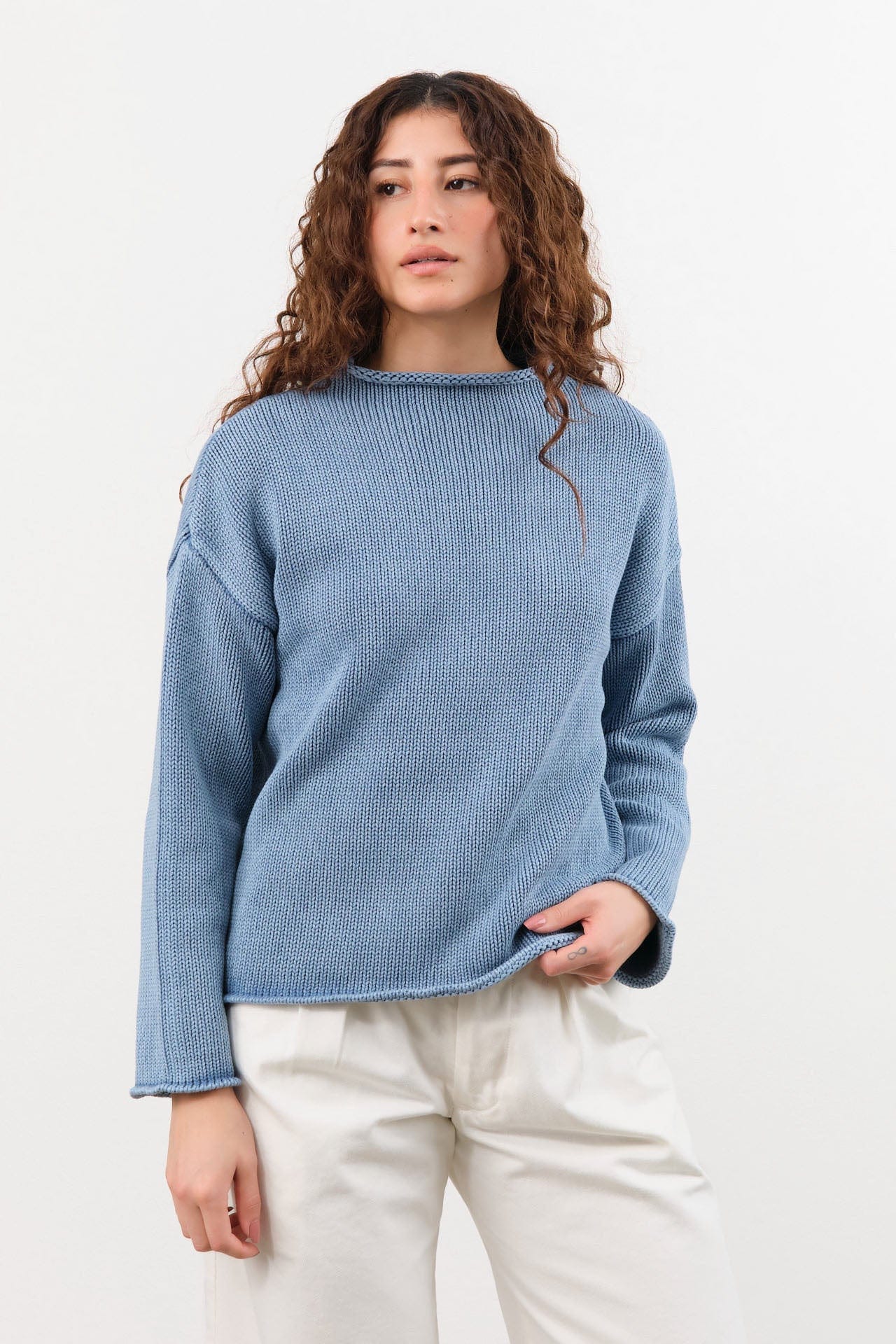 Demylee Apparel Womens Sweaters Lamis Washed Cotton Sweater