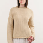 Demylee Apparel Womens Sweaters Lamis Washed Cotton Sweater in Sandstone