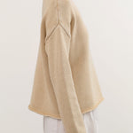 Demylee Apparel Womens Sweaters Lamis Washed Cotton Sweater in Sandstone