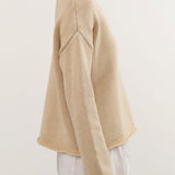 Demylee Apparel Womens Sweaters Lamis Washed Cotton Sweater in Sandstone