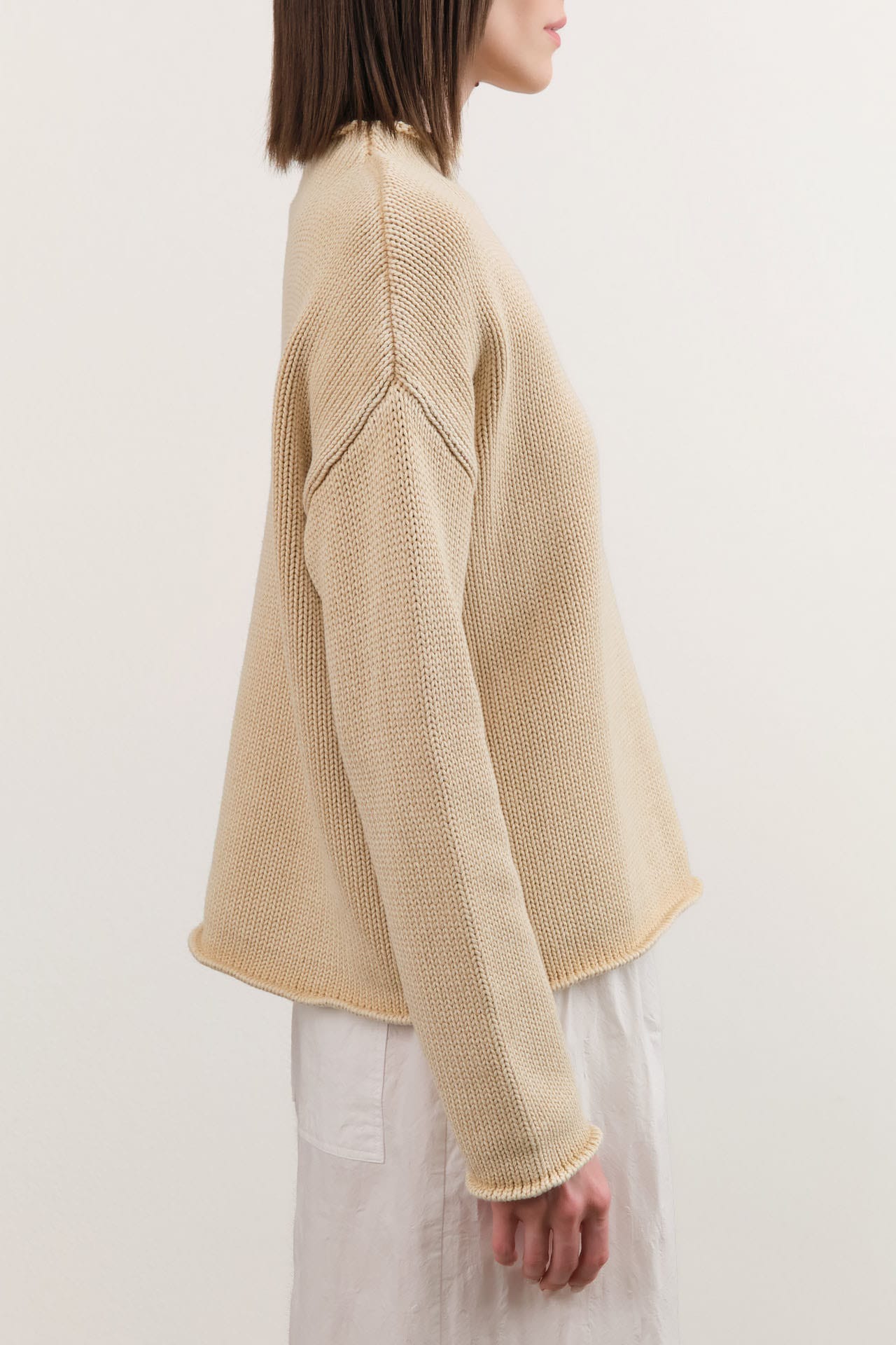 Demylee Apparel Womens Sweaters Lamis Washed Cotton Sweater in Sandstone