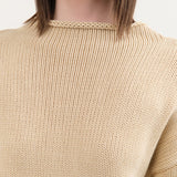 Demylee Apparel Womens Sweaters Lamis Washed Cotton Sweater in Sandstone