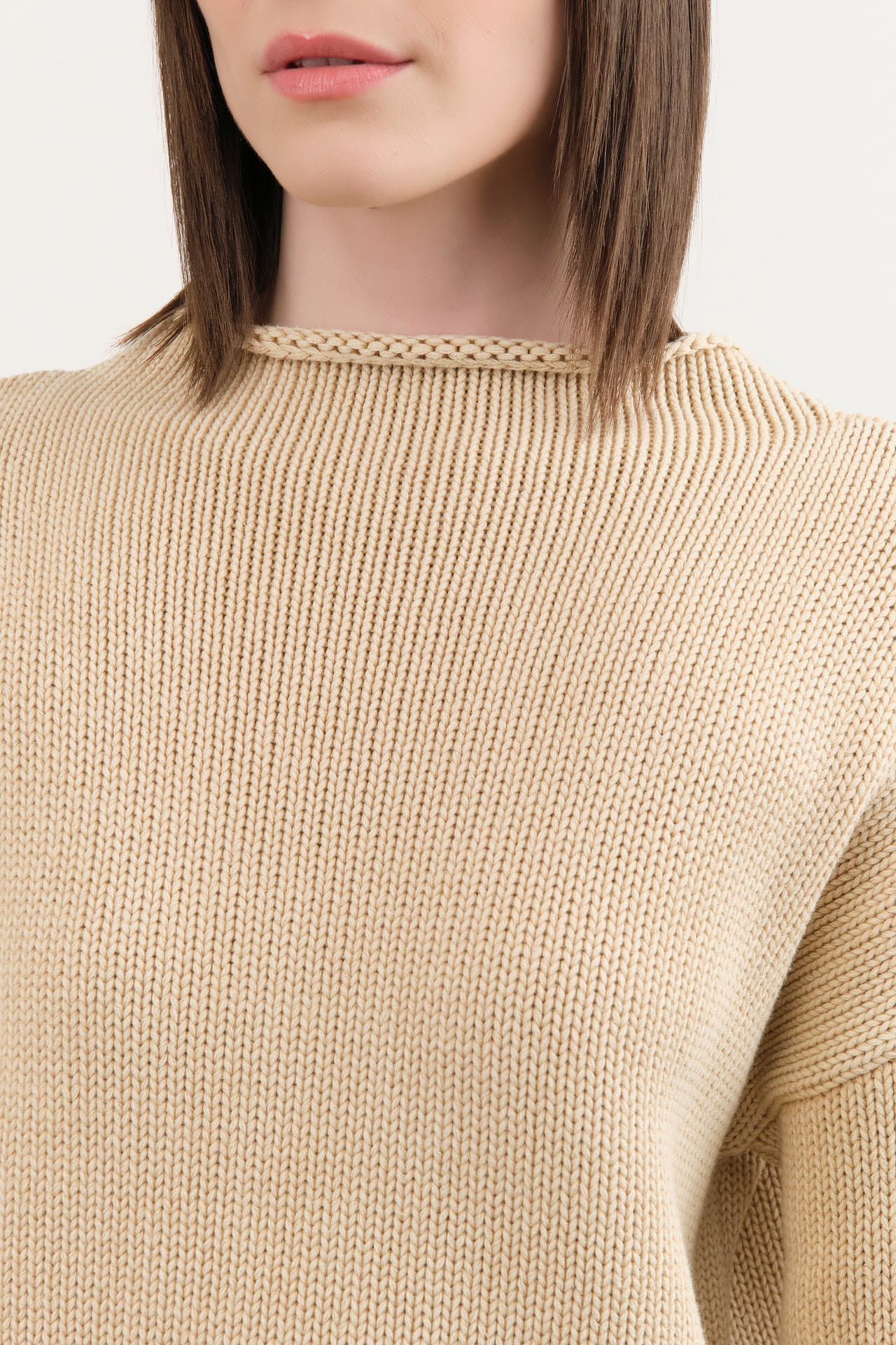 Demylee Apparel Womens Sweaters Lamis Washed Cotton Sweater in Sandstone