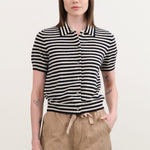 Demylee Apparel Womens Sweaters Leslie Stripe Cashmere Cardigan