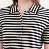 Demylee Apparel Womens Sweaters Leslie Stripe Cashmere Cardigan